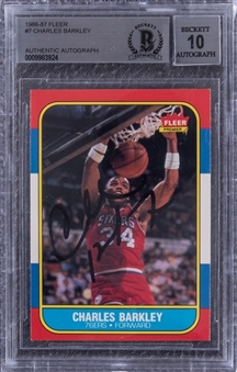 1986-87 Fleer #7 Charles Barkley Signed Rookie Card - BGS 10 Signature!